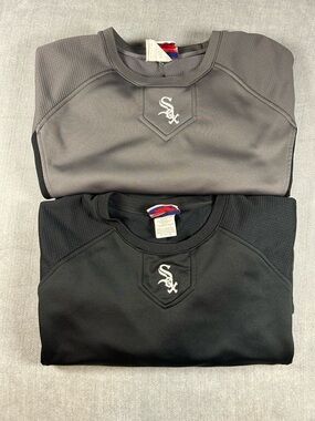 Lot Of 2 Majestic Gray & Black Chicago White Sox Pullover with White Logo